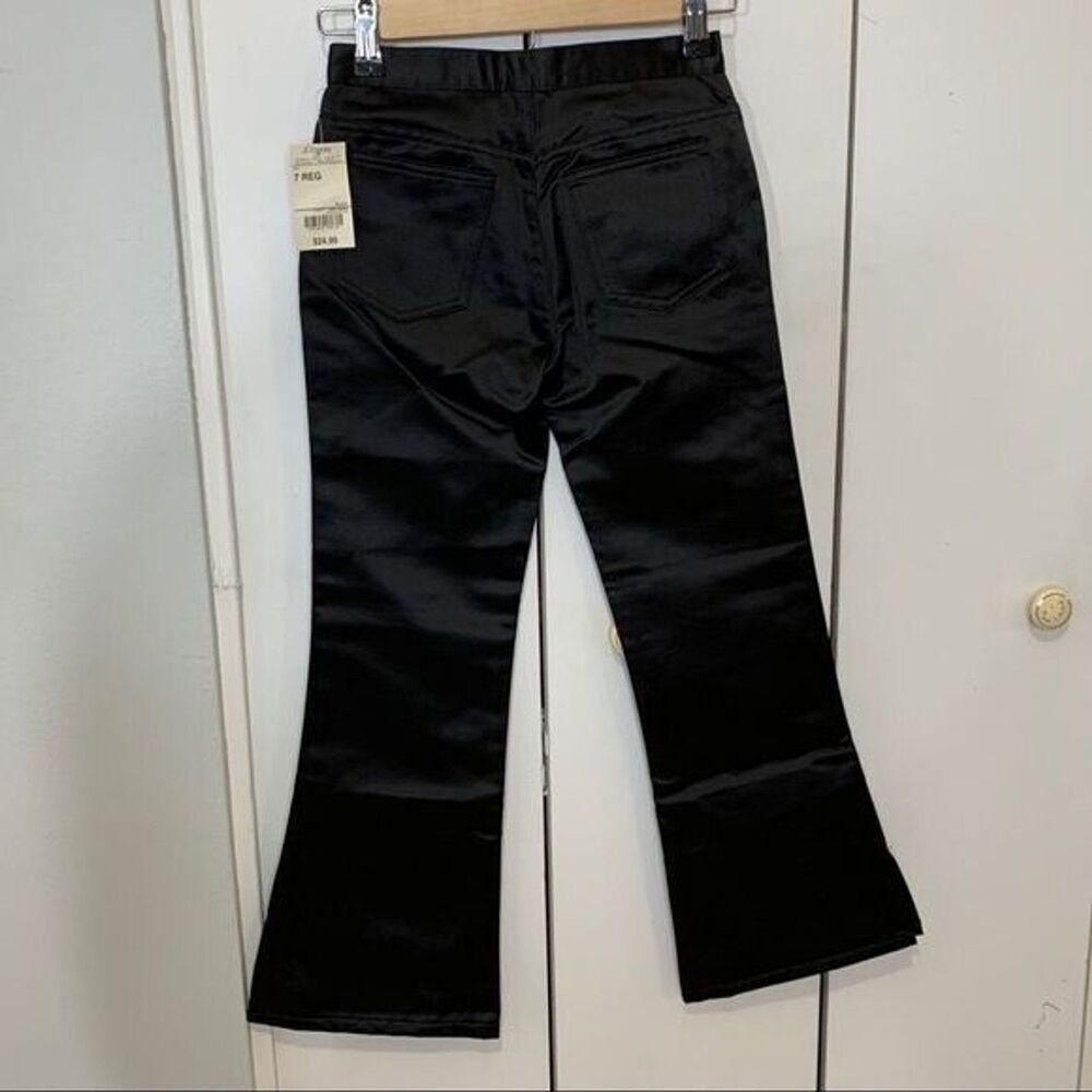 Girls Black Satined Flare Pants Size 7 Arizona Jeans co NWT - Picture 4 of 15